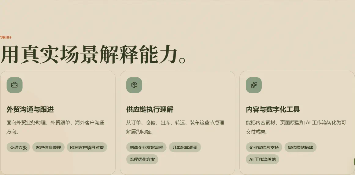 kubayaxi.cn V1 能力板块，展示外贸沟通、供应链执行和数字化工具能力